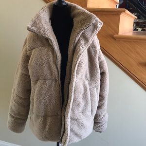 Reserved Jacket Sz Lg Beige Fluffy Beige Lined NWT